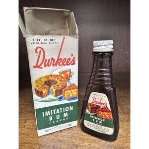 Vintage bottle of Durkee's Imitation Rum Flavor Late 1960’s to mid 1970’s